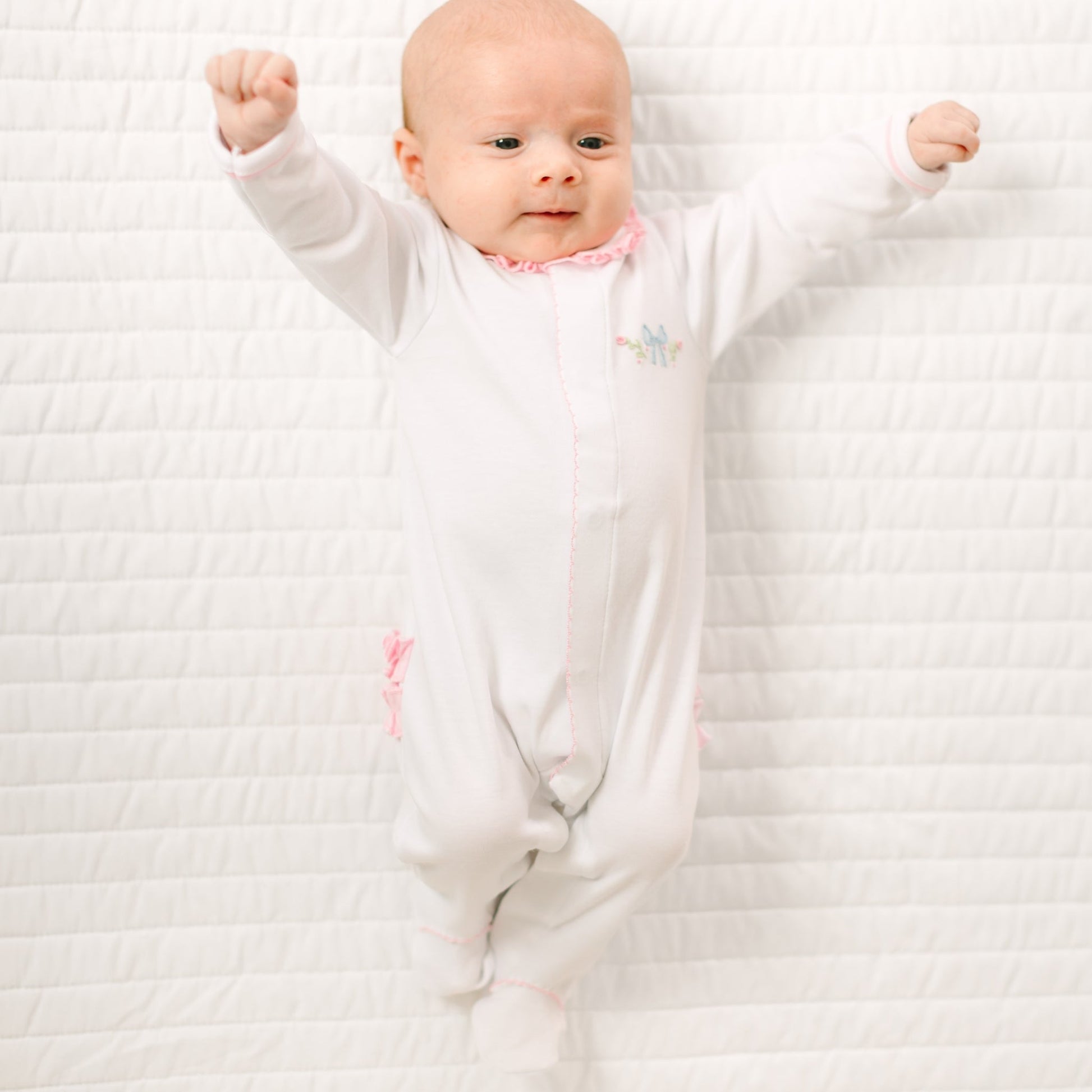 Evelyn's Classics Hand - Embroidered Ruffle Footie - Magnolia BabyFootie