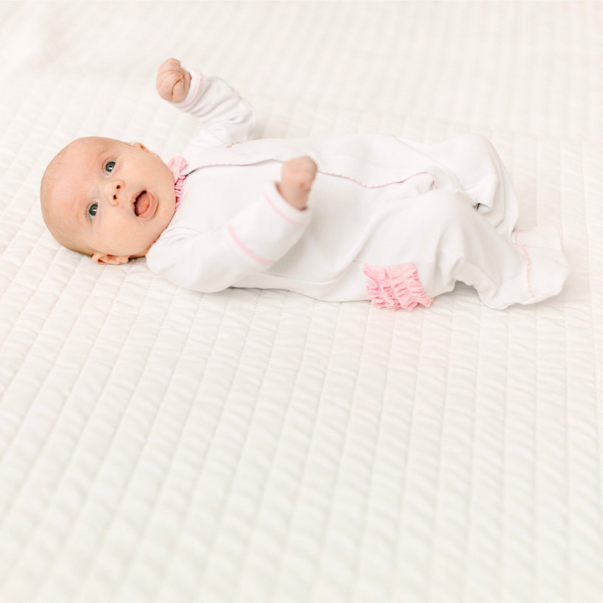Evelyn's Classics Hand - Embroidered Ruffle Footie - Magnolia BabyFootie