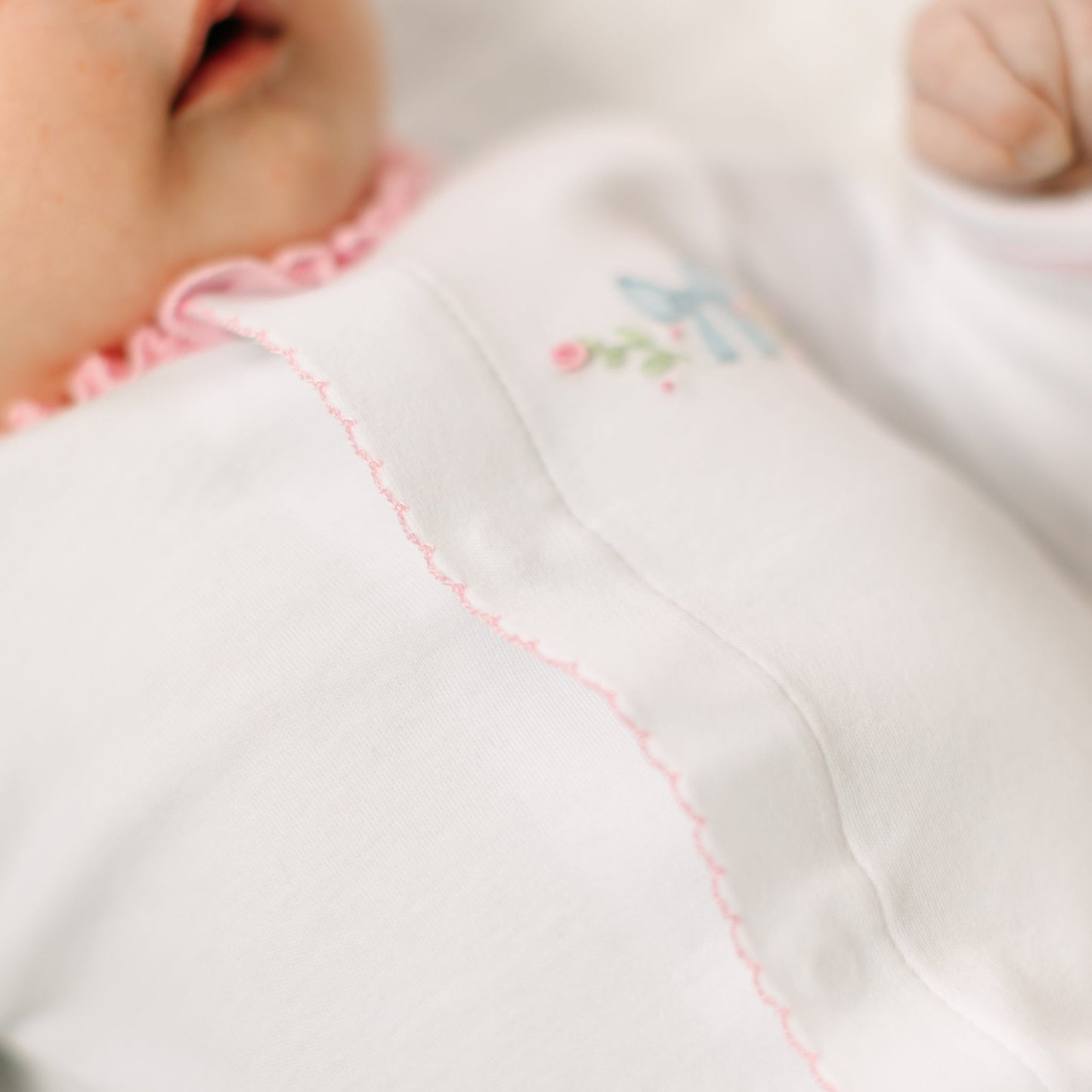Evelyn's Classics Hand - Embroidered Ruffle Footie - Magnolia BabyFootie
