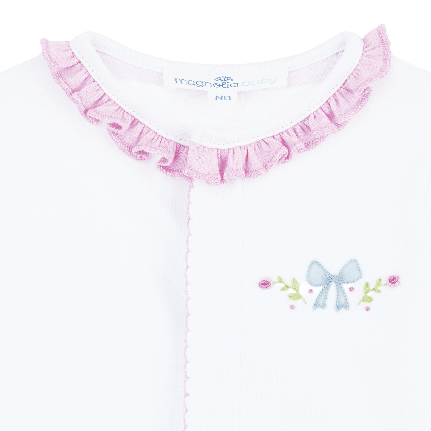 Evelyn's Classics Hand - Embroidered Ruffle Footie - Magnolia BabyFootie