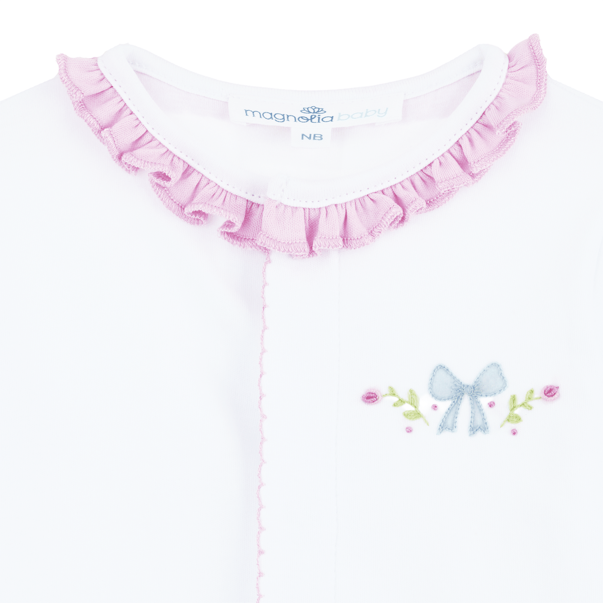 Evelyn's Classics Hand - Embroidered Ruffle Footie - Magnolia BabyFootie