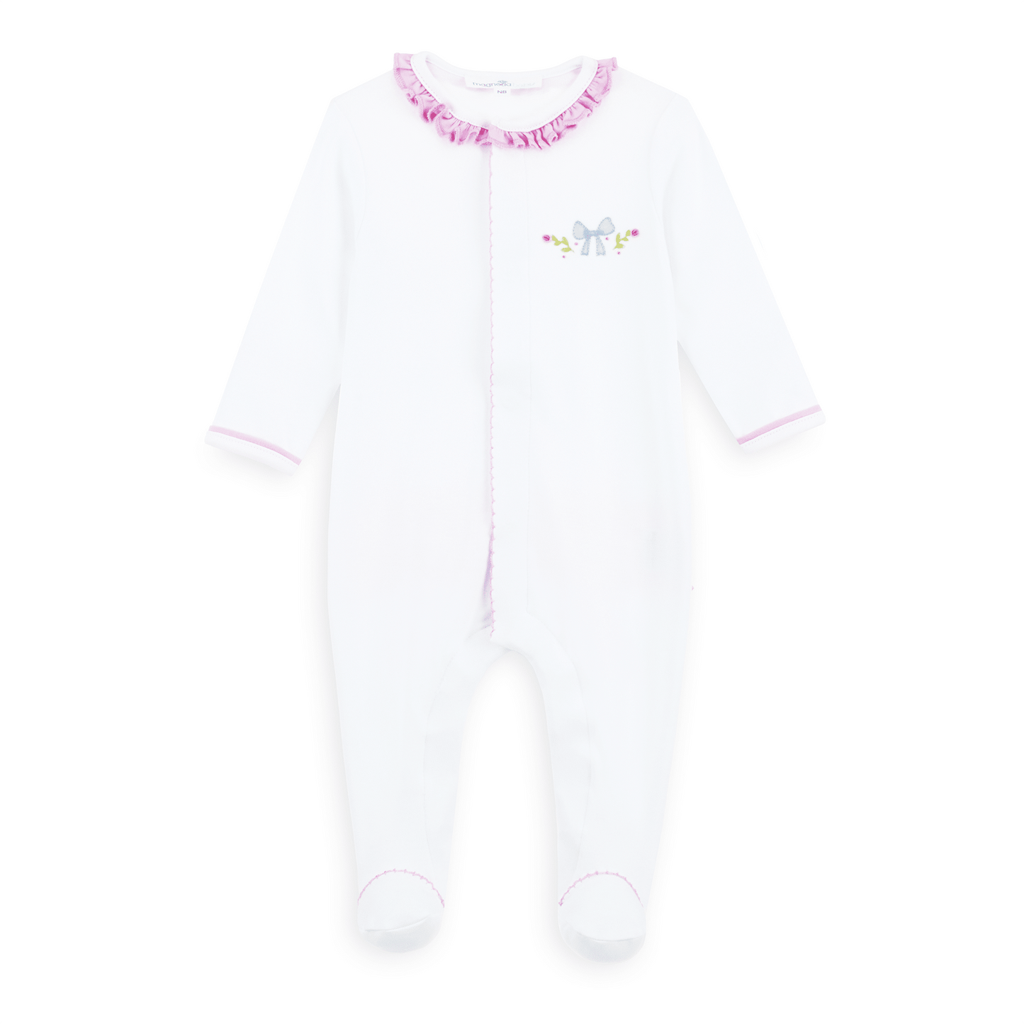 Evelyn's Classics Hand - Embroidered Ruffle Footie - Magnolia BabyFootie