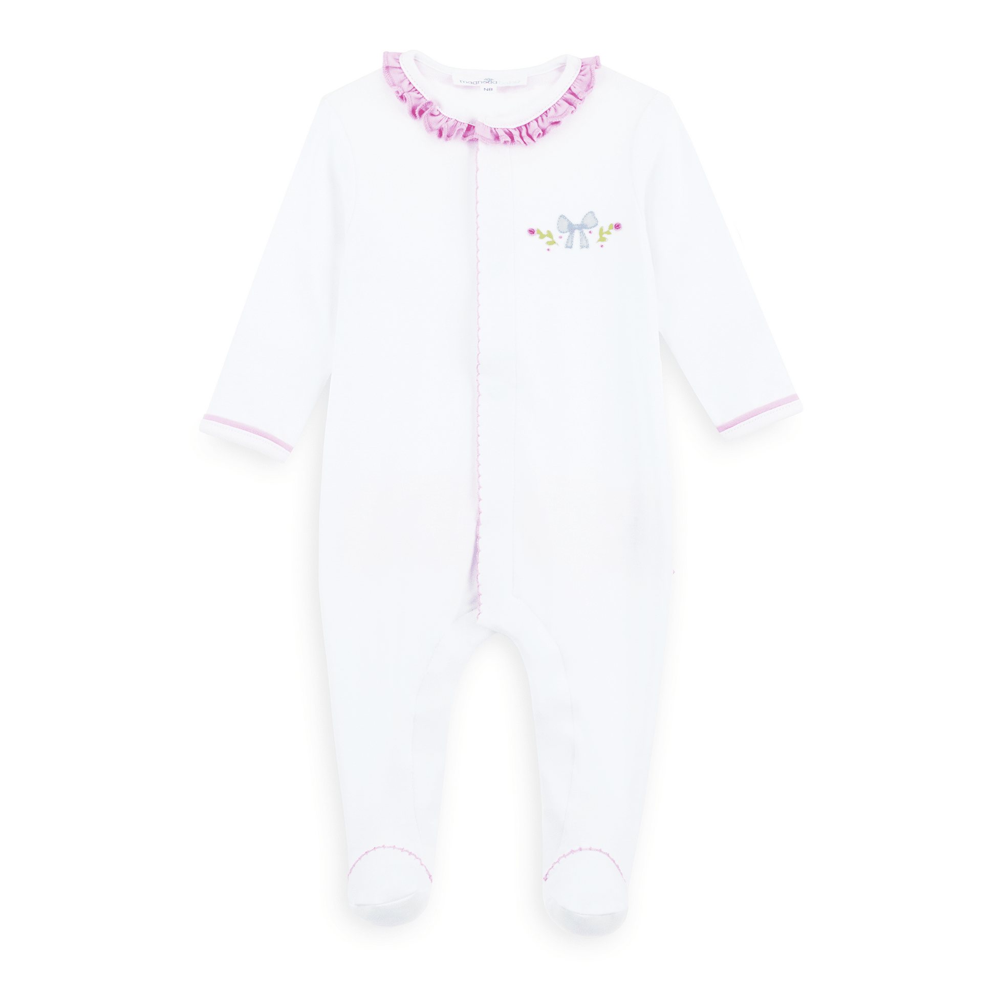 Evelyn's Classics Hand - Embroidered Ruffle Footie - Magnolia BabyFootie
