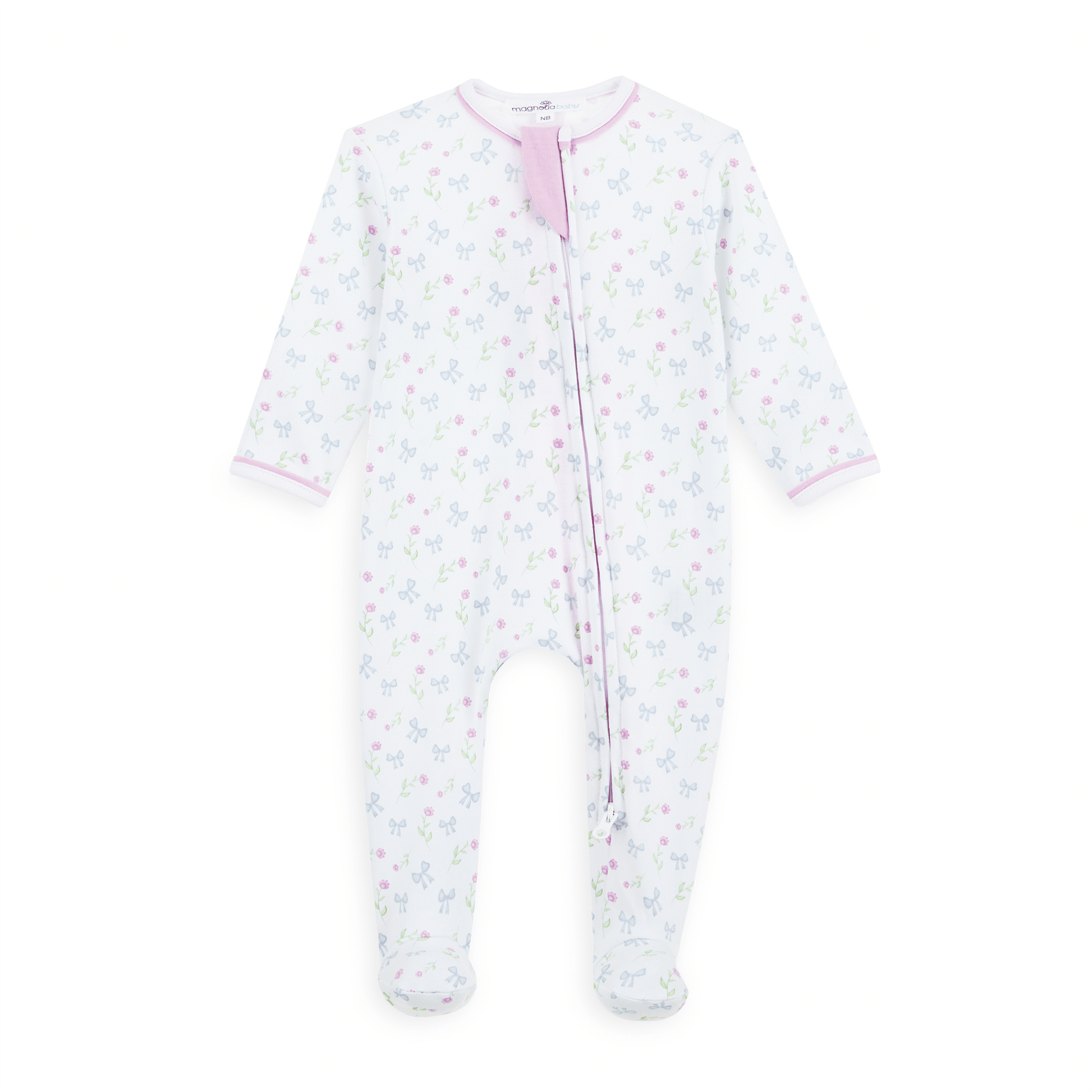 Evelyn's Classics Print Zip Footie - Magnolia BabyFootie