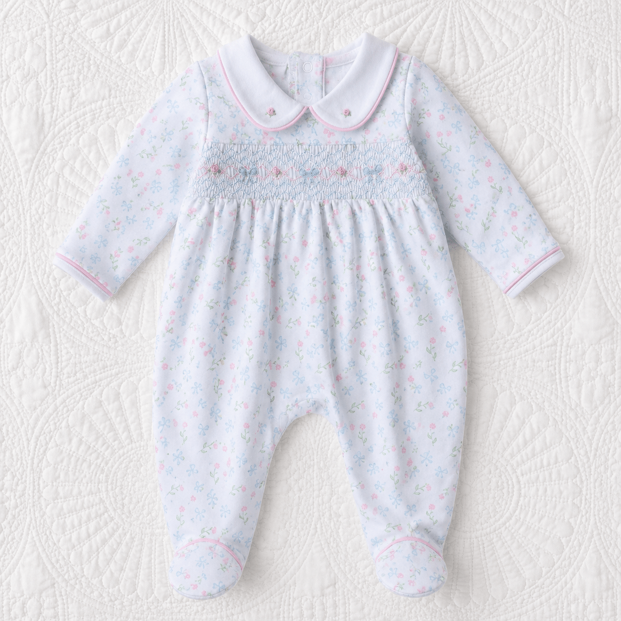 Evelyn's Classics Smocked Footie - Magnolia BabyFootie