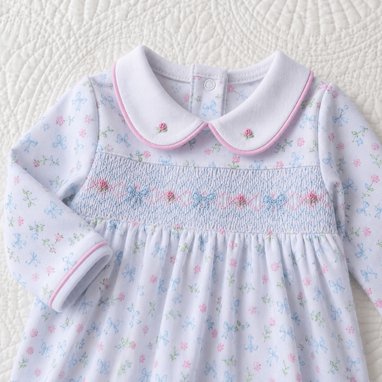 Evelyn's Classics Smocked Footie - Magnolia BabyFootie