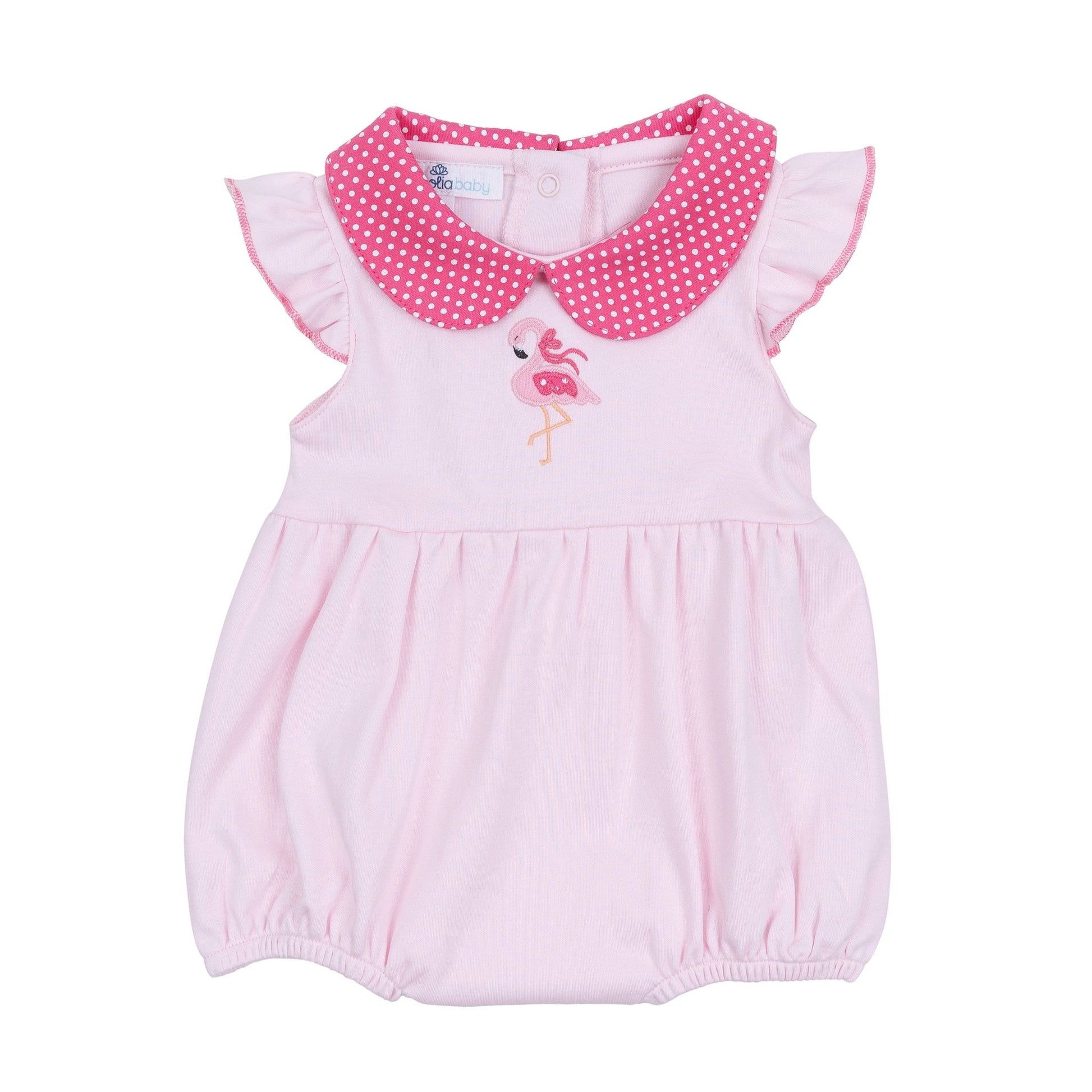 Fancy Flamingo Applique Collared Bubble - Magnolia BabyBubble