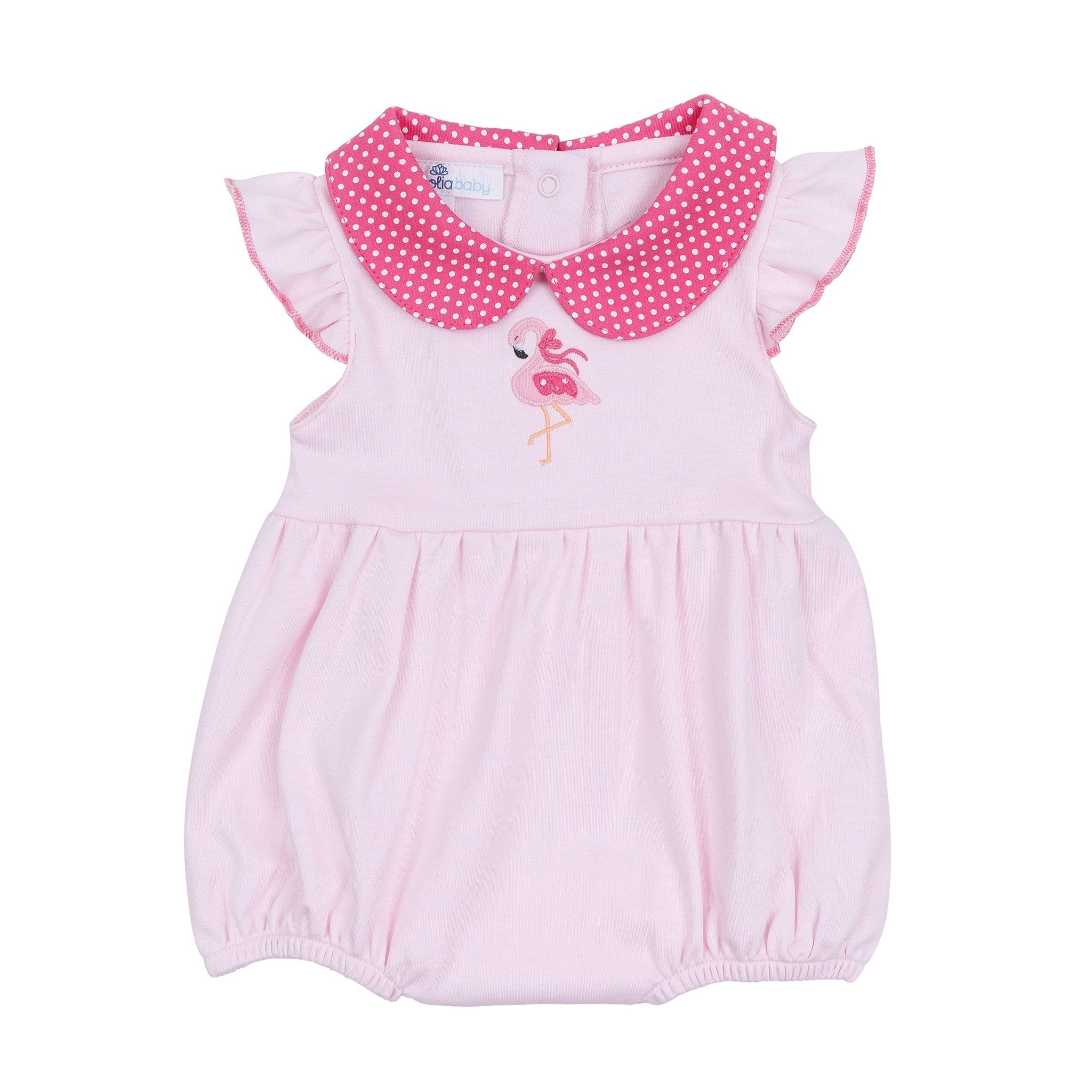 Fancy Flamingo Applique Collared Bubble - Magnolia BabyBubble