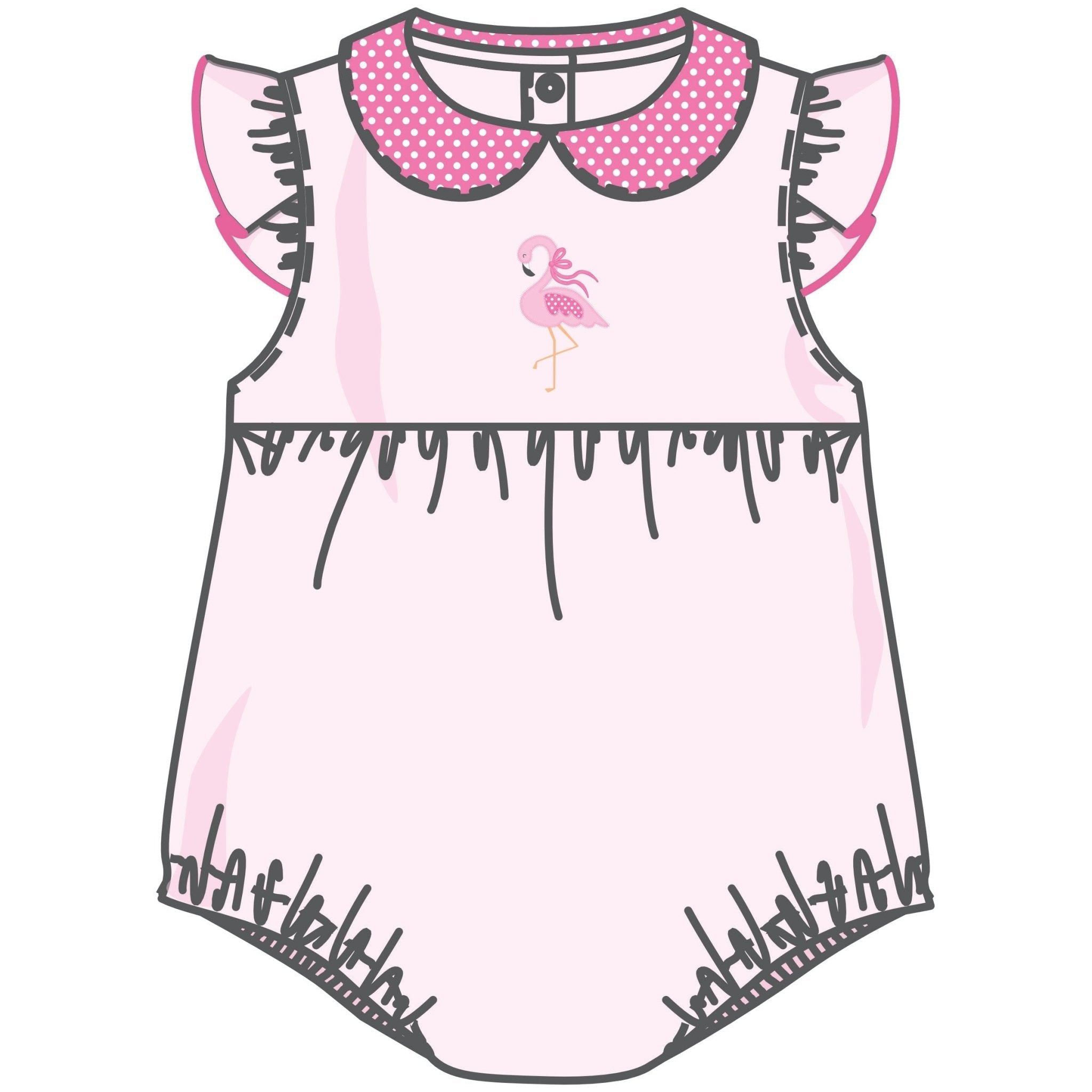 Fancy Flamingo Applique Collared Bubble - Magnolia BabyBubble