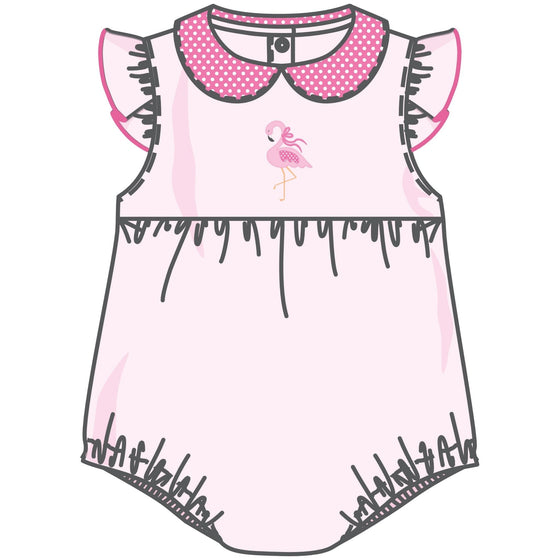 Fancy Flamingo Applique Collared Bubble - Magnolia BabyBubble