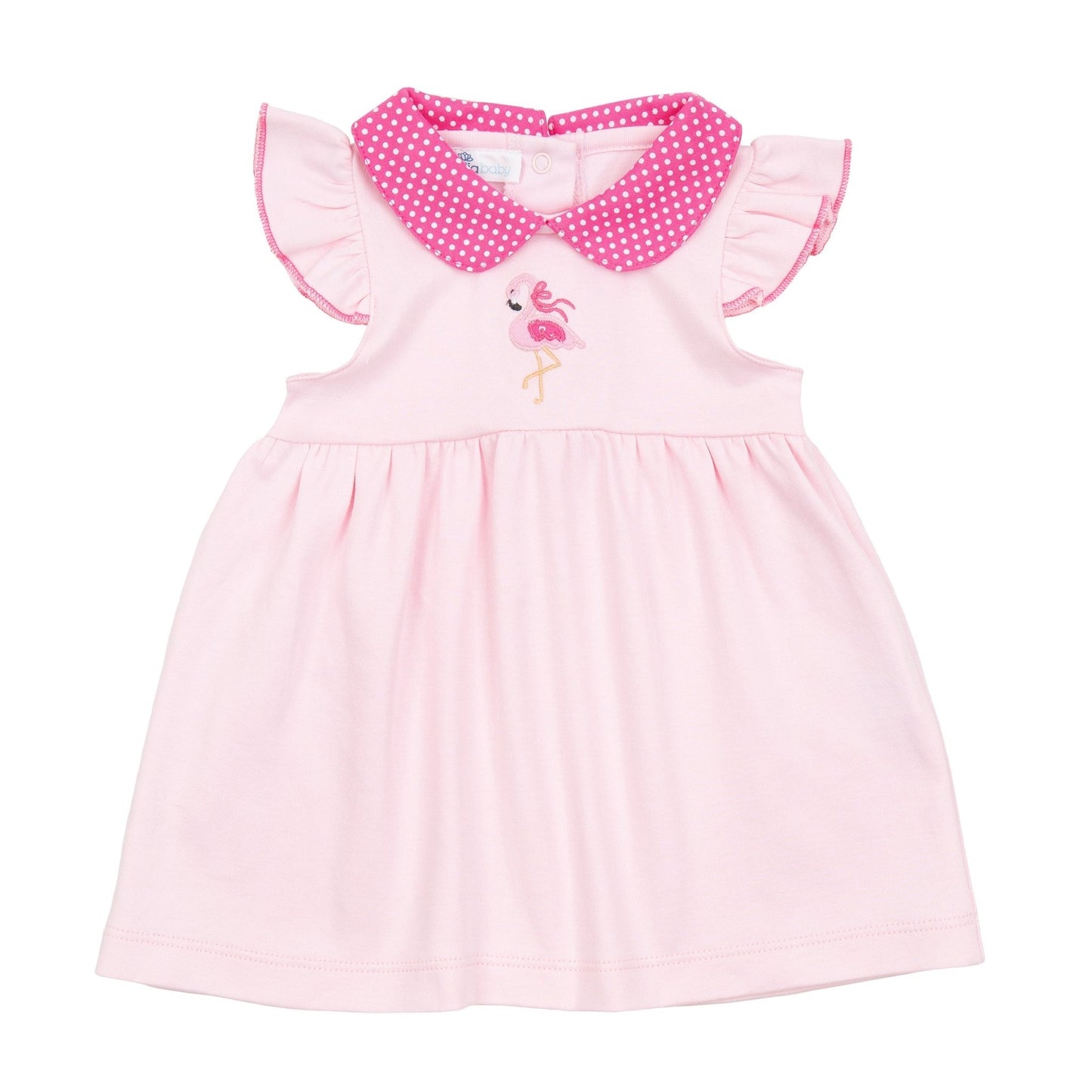 Fancy Flamingo Applique Collared Dress - Magnolia BabyDress
