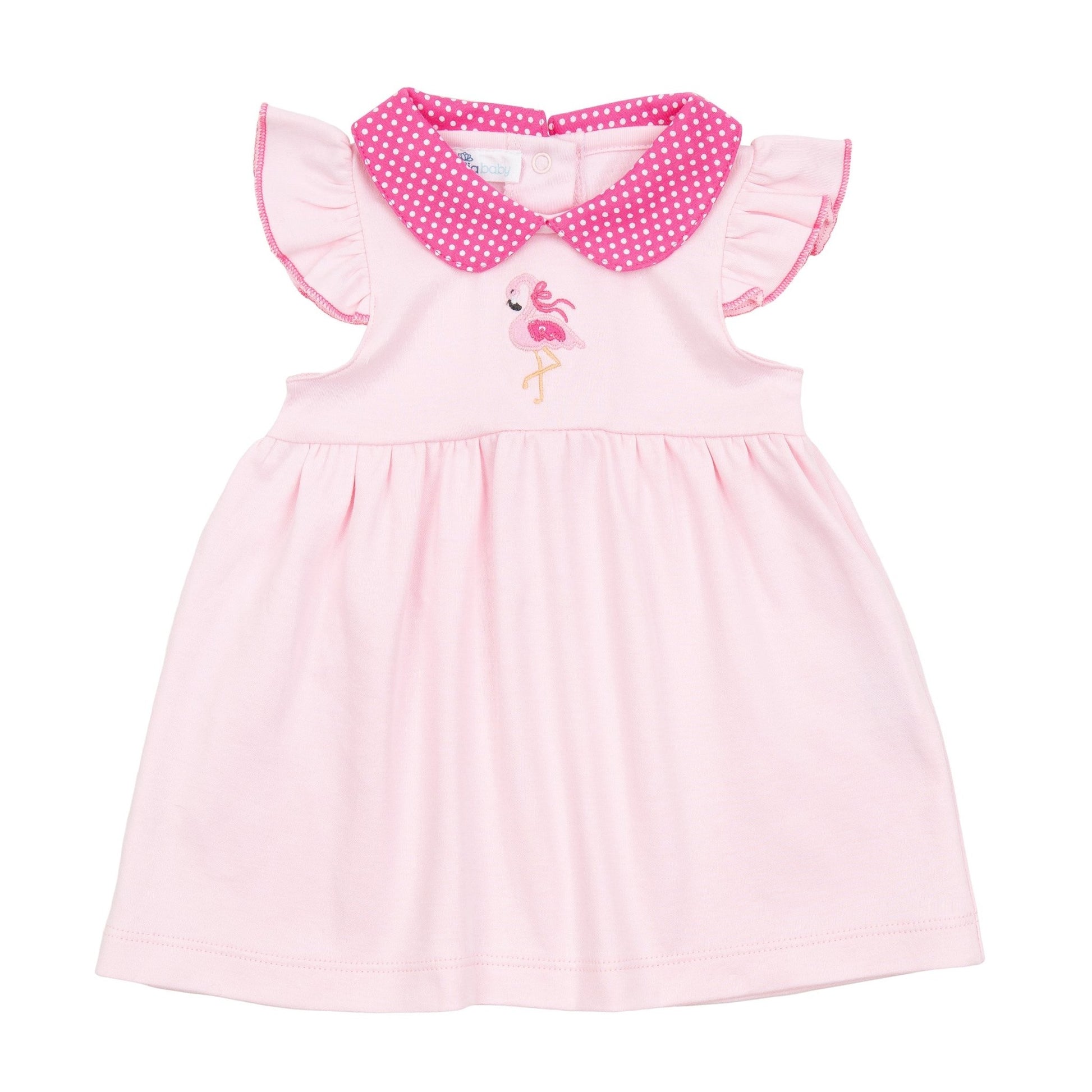Fancy Flamingo Applique Collared Dress - Magnolia BabyDress