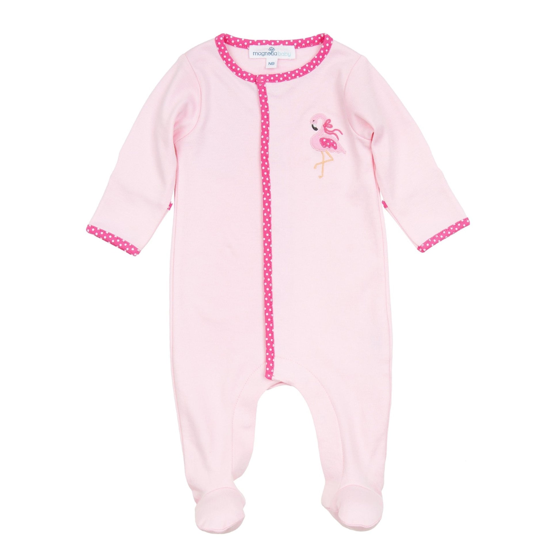Fancy Flamingo Applique Footie - Magnolia BabyFootie