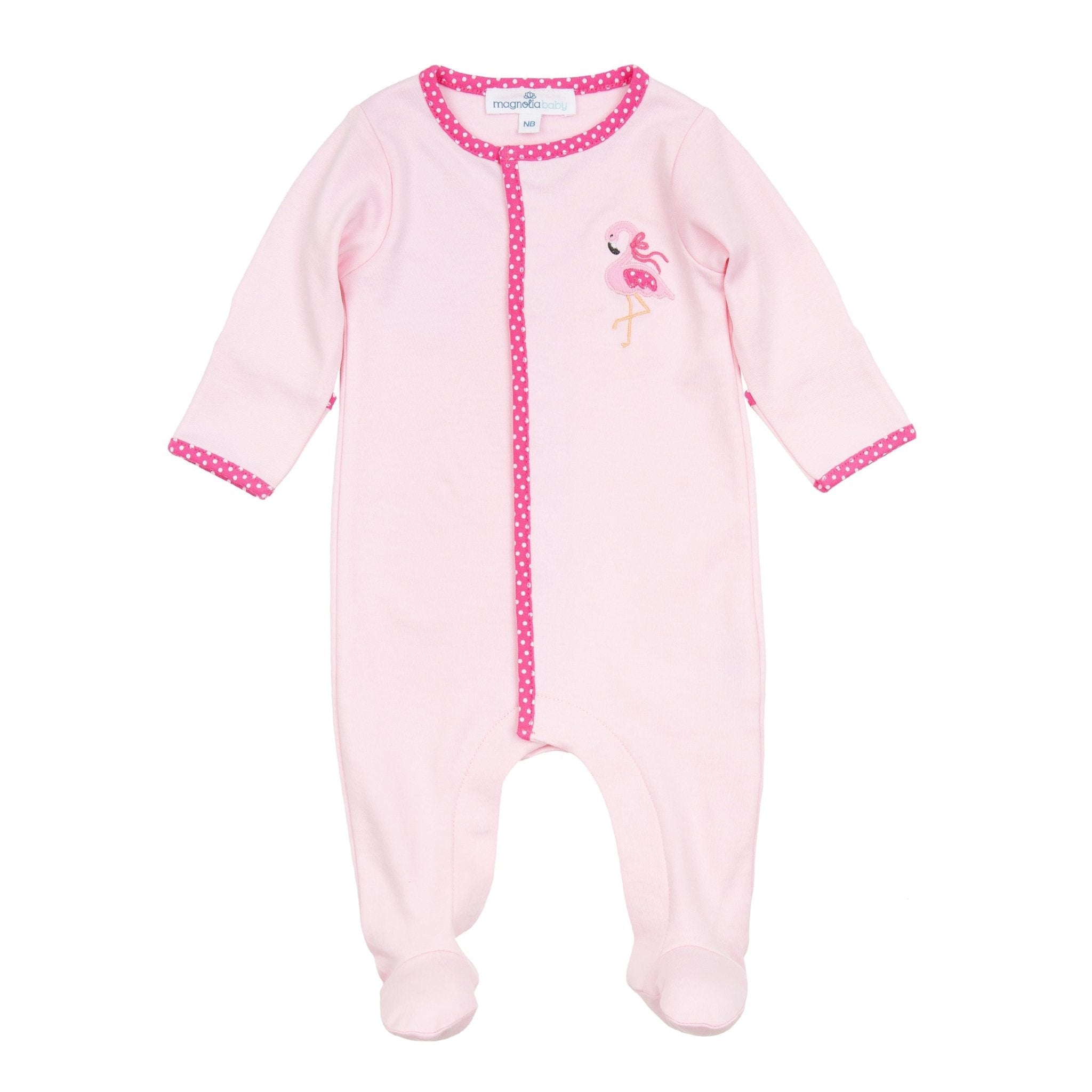 Fancy Flamingo Applique Footie - Magnolia BabyFootie