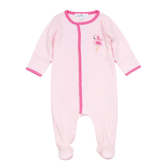 Fancy Flamingo Applique Footie - Magnolia BabyFootie