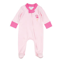  Fancy Flamingo Applique Zip Footie - Magnolia BabyFootie