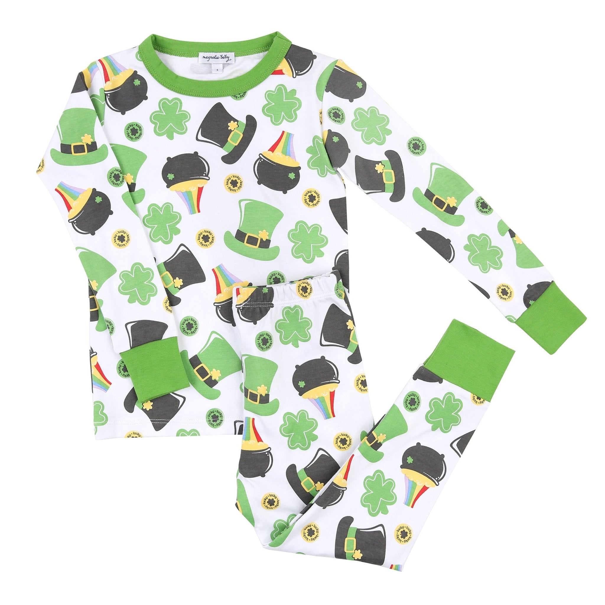Feelin' Lucky Long Pajama - Green - Magnolia BabyLong Pajamas