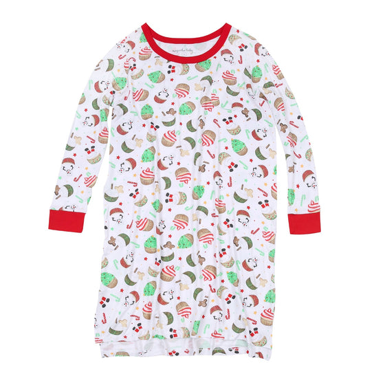 Festive Cupcakes Red Women's Night Long Sleeve Shirt - Magnolia BabyNight Shirt