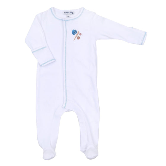 Field of Dreams Embroidered Footie - Magnolia BabyFootie