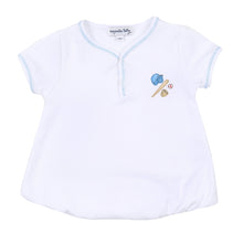  Field of Dreams Embroidered Front Snap Short Sleeve Bubble - Magnolia BabyBubble