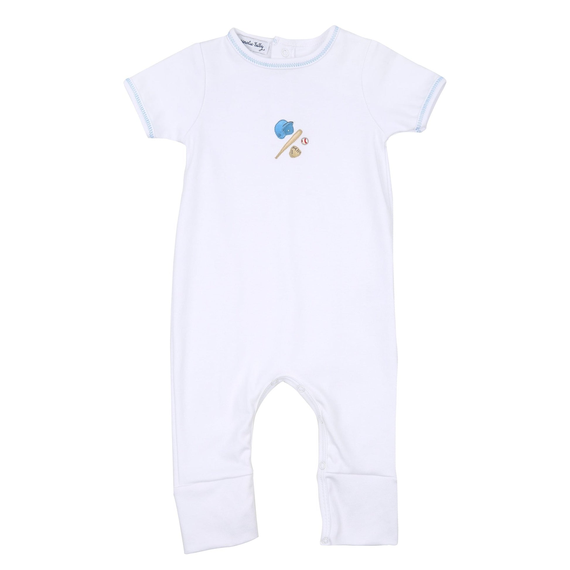 Field of Dreams Embroidered Short Sleeve Playsuit - Magnolia BabyPlaysuit