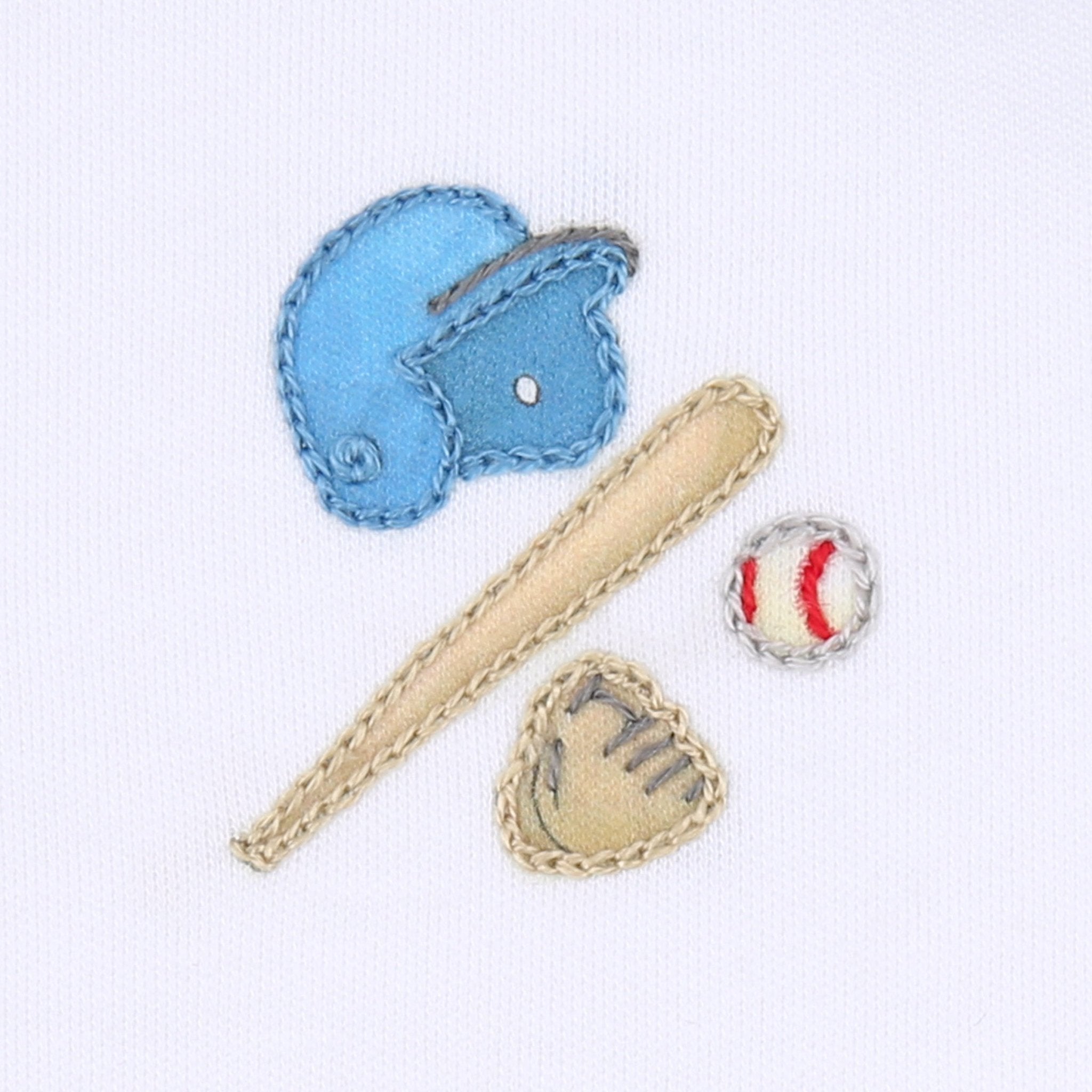 Field of Dreams Embroidered Zip Footie - Magnolia BabyFootie