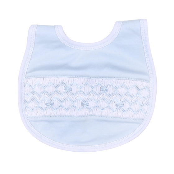 Fiona and Phillip Blue Smocked Bib - Magnolia BabyBib