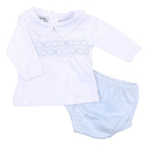  Fiona and Phillip Blue Smocked Collared Long Sleeve Diaper Cover Set - Magnolia BabyDiaper Cover