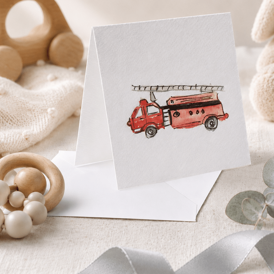Firetruck Enclosure Card - Magnolia BabyStationery
