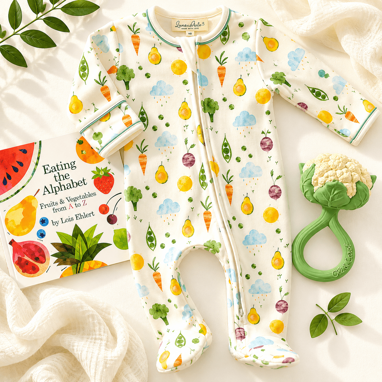Footie Gift Set - Eat Your Veggies! - Magnolia BabyFootie Gift Set