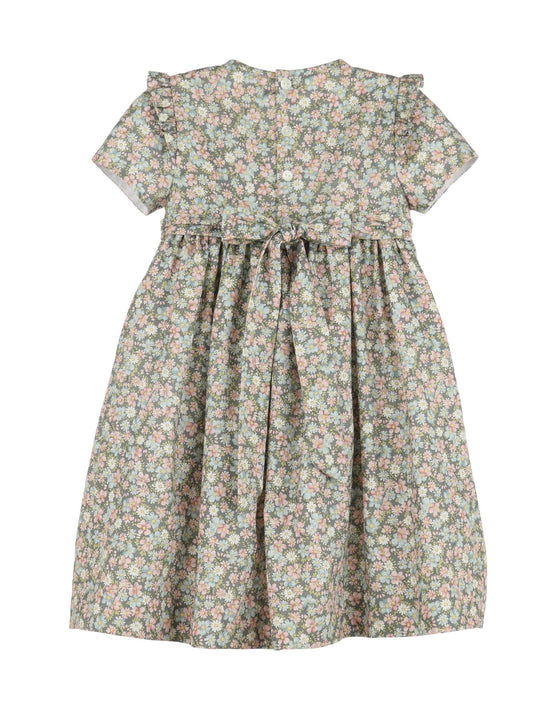 Forest Green Floral Smocked Dress - Magnolia BabyDress