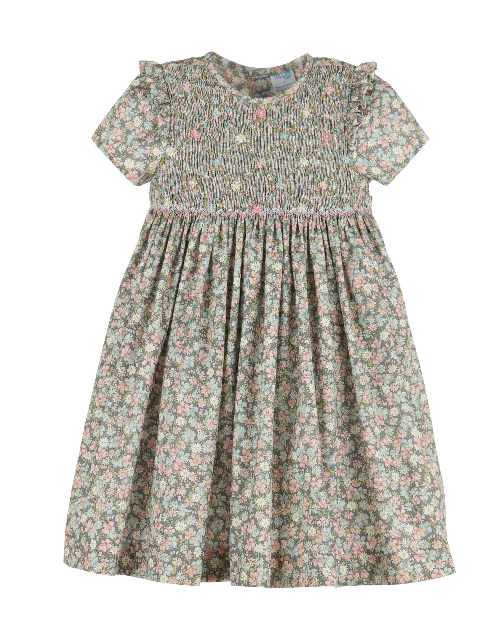 Forest Green Floral Smocked Dress - Magnolia BabyDress