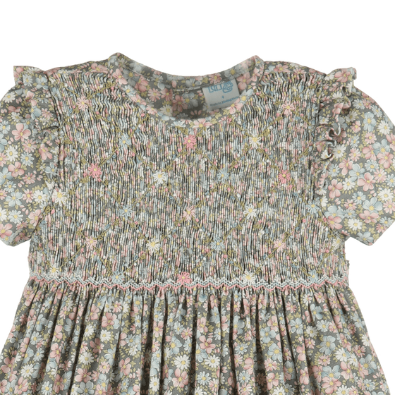 Forest Green Floral Smocked Dress - Magnolia BabyDress