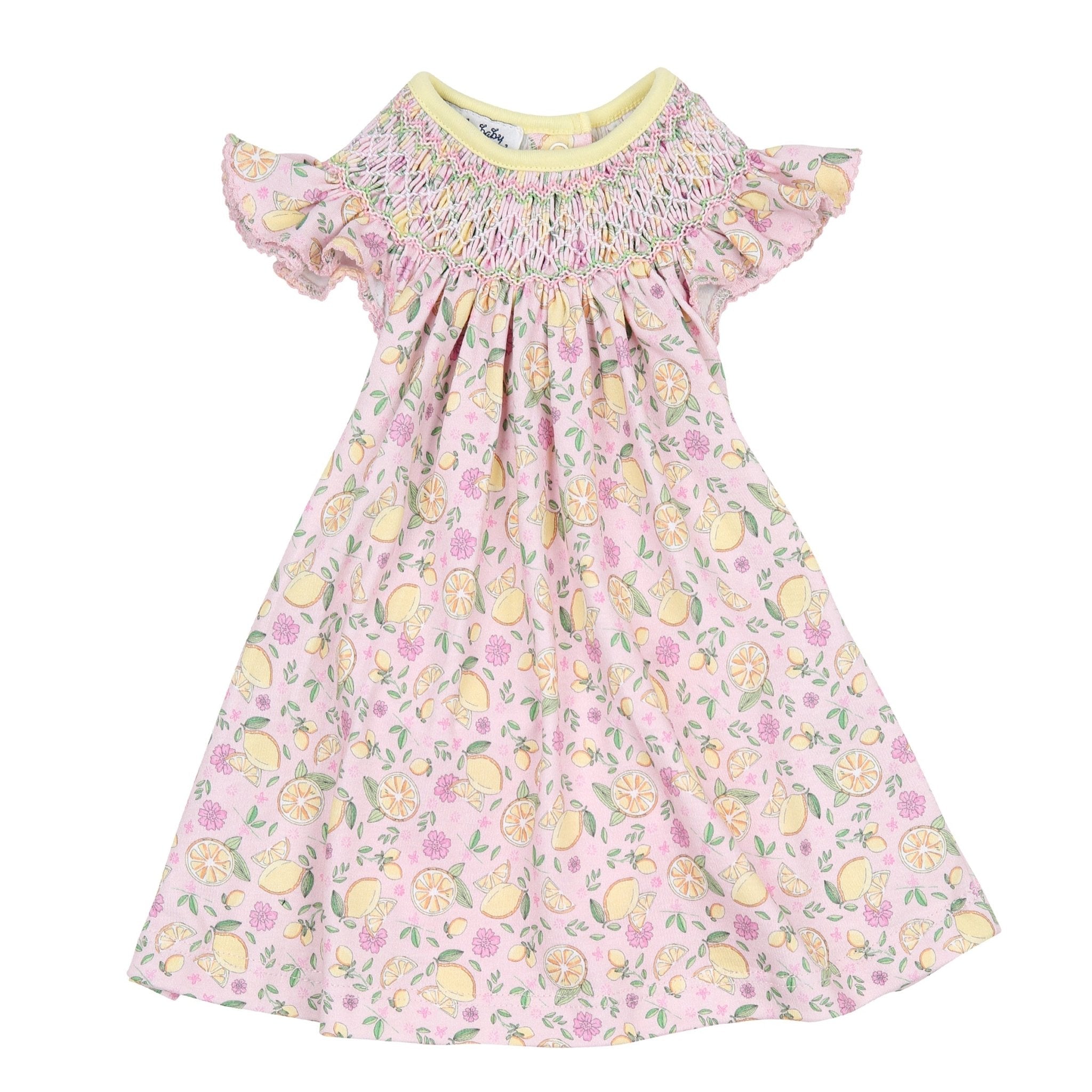 Fresh Lemons Bishop Print Flutters Dress - Magnolia BabyDress