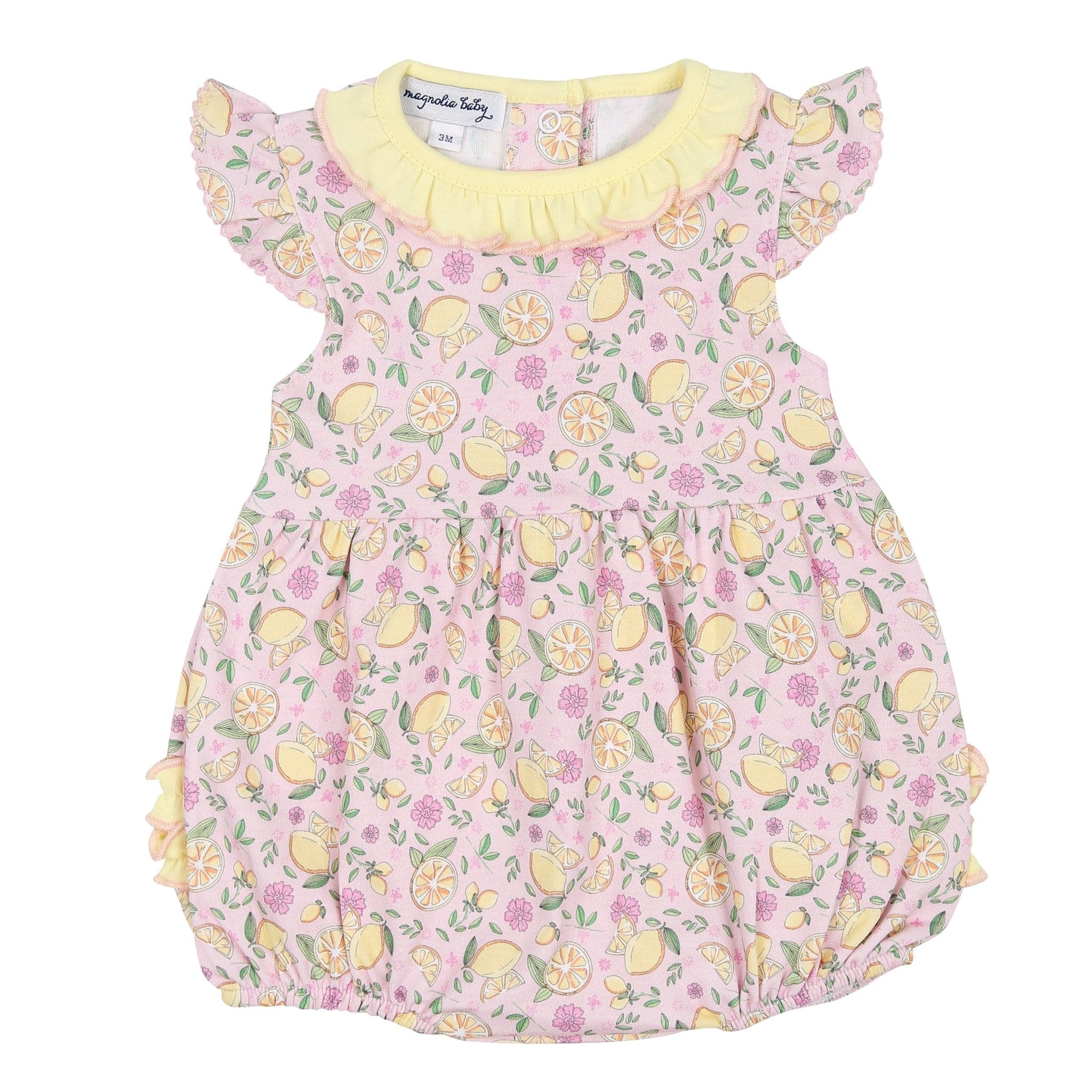 Fresh Lemons Print Ruffle Flutters Bubble - Magnolia BabyBubble