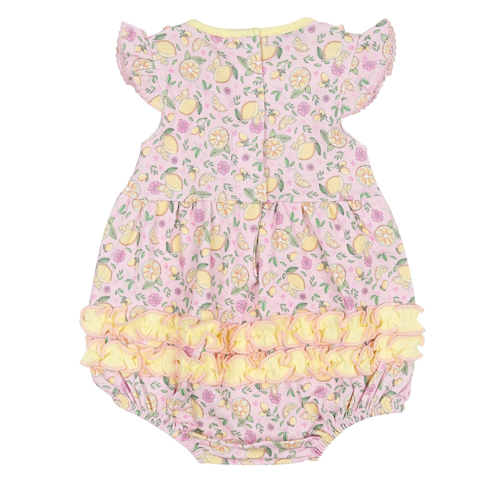 Fresh Lemons Print Ruffle Flutters Bubble - Magnolia BabyBubble