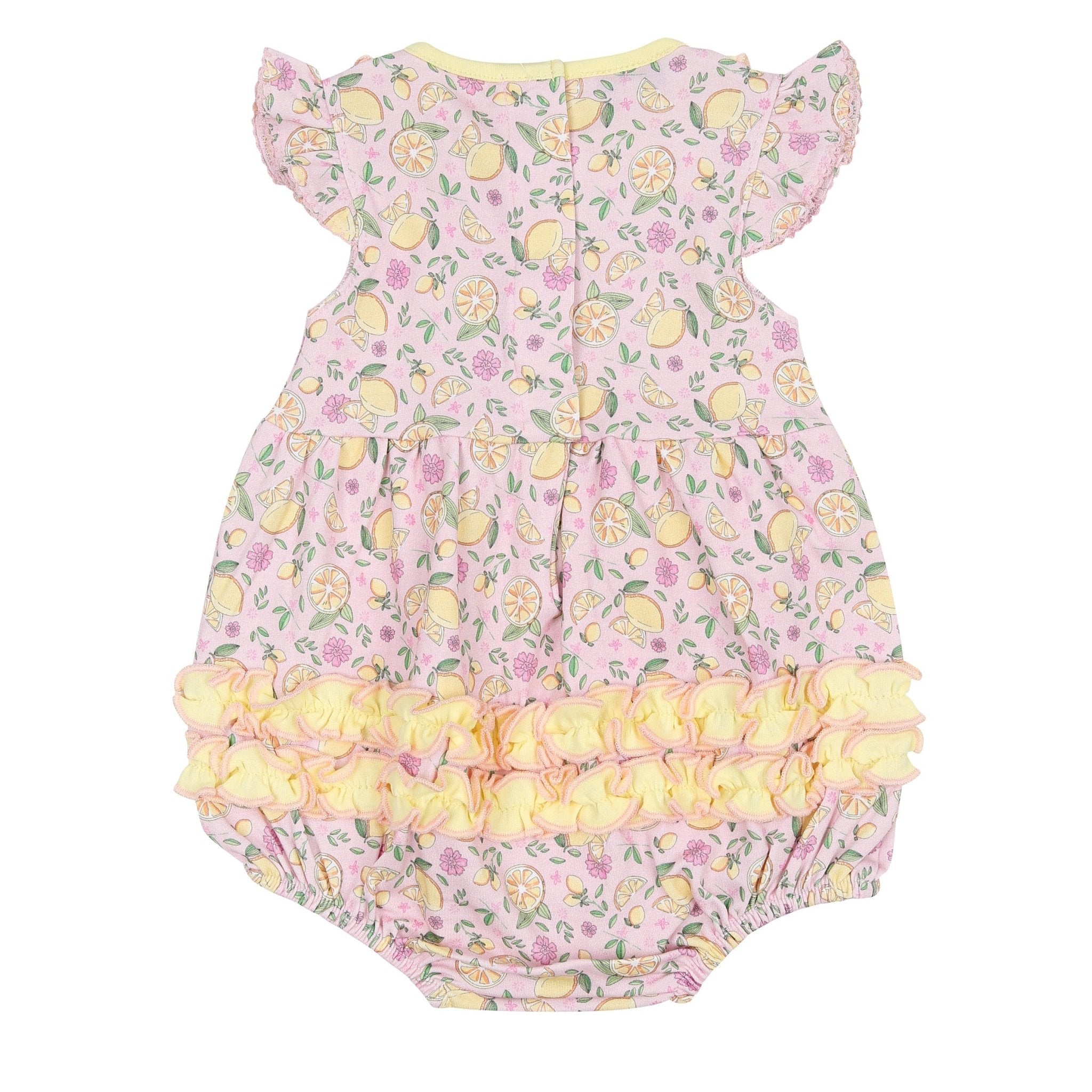 Fresh Lemons Print Ruffle Flutters Bubble - Magnolia BabyBubble