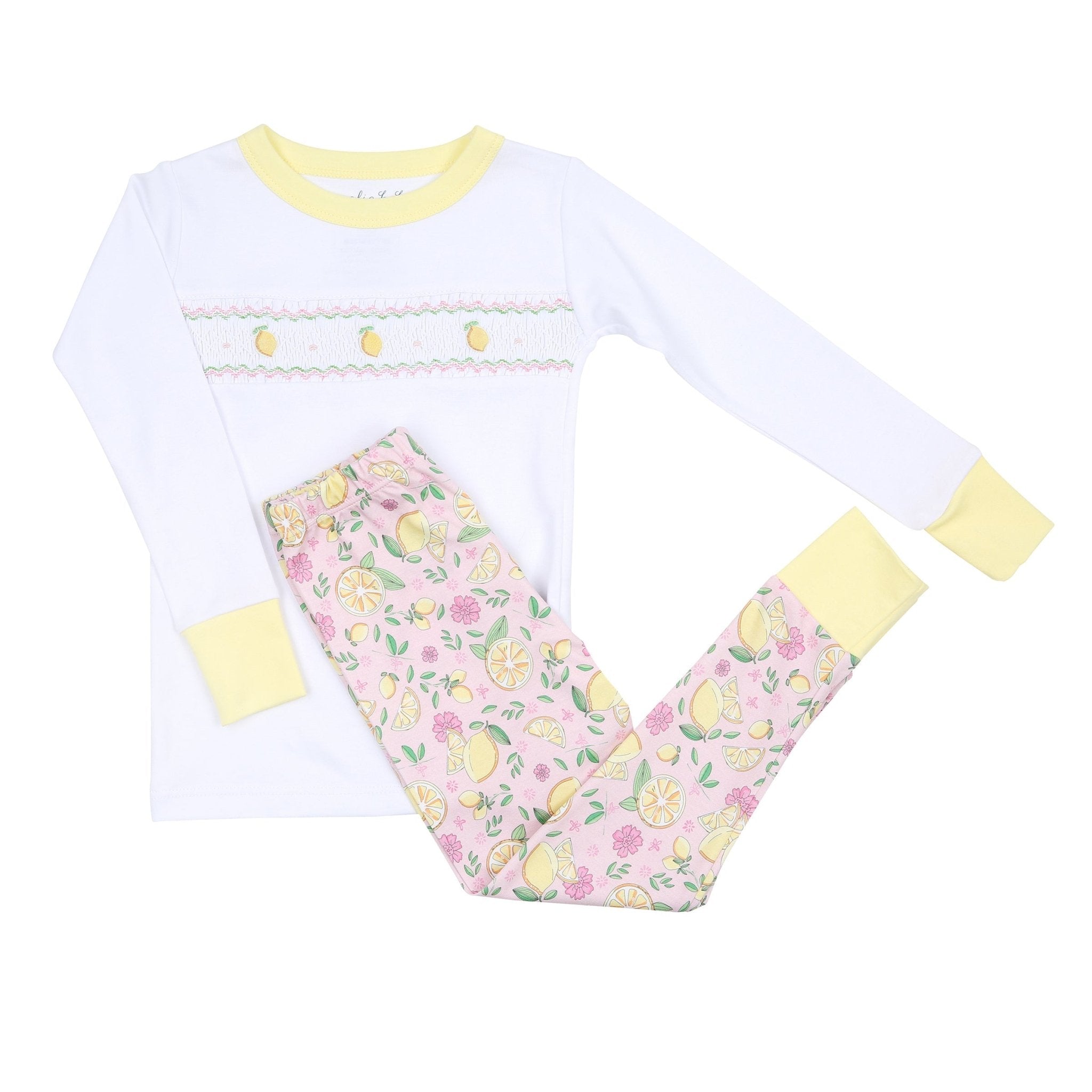 Fresh Lemons Smocked Long Pajamas - Magnolia BabyLong Pajamas