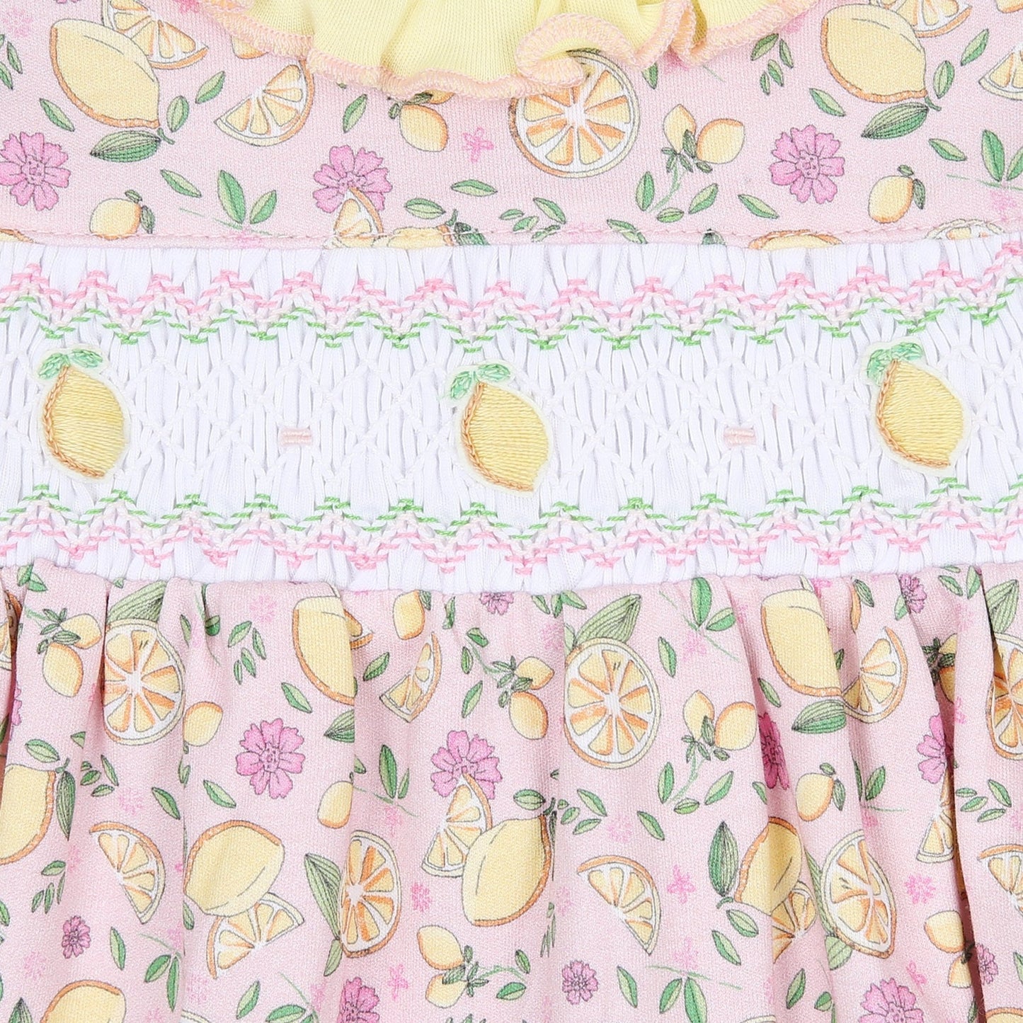 Fresh Lemons Smocked Print Bonnet - Magnolia BabyHat