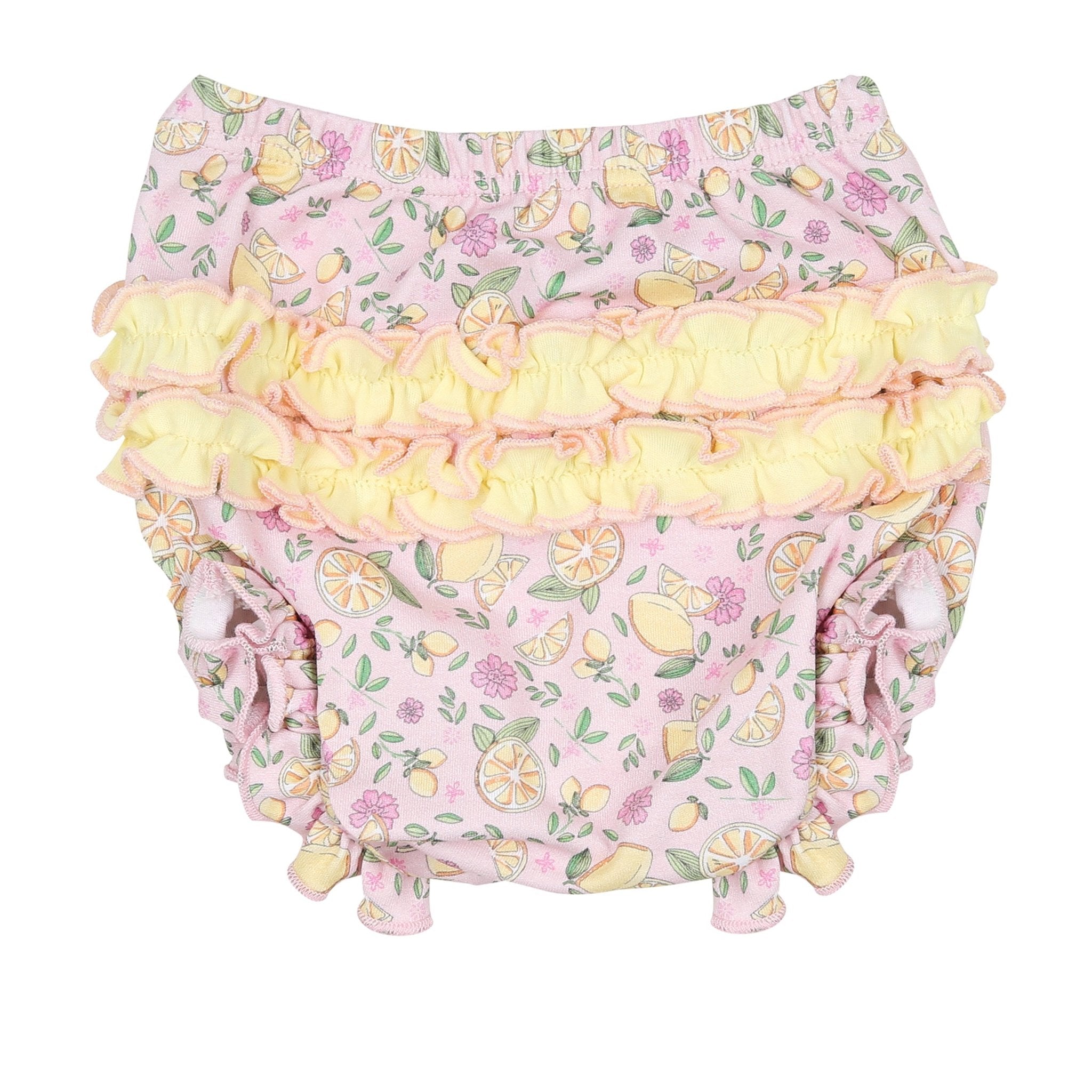 Fresh Lemons Smocked Print Ruffle Diaper Cover Set - Magnolia BabyDiaper Cover