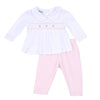 Freya and Finn Smocked 2pc Pant Set - Pink - Magnolia Baby2pc Pant Set