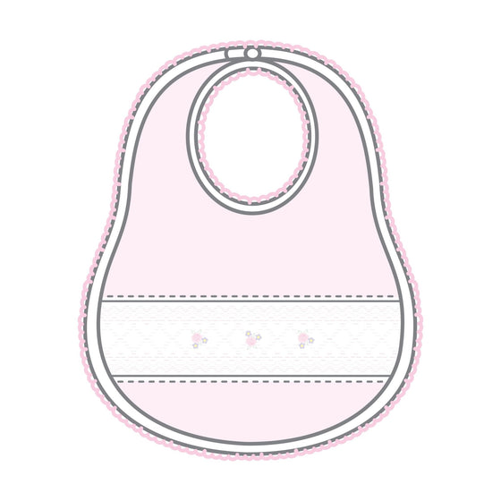 Freya and Finn Smocked Bib - Pink - Magnolia BabyBib