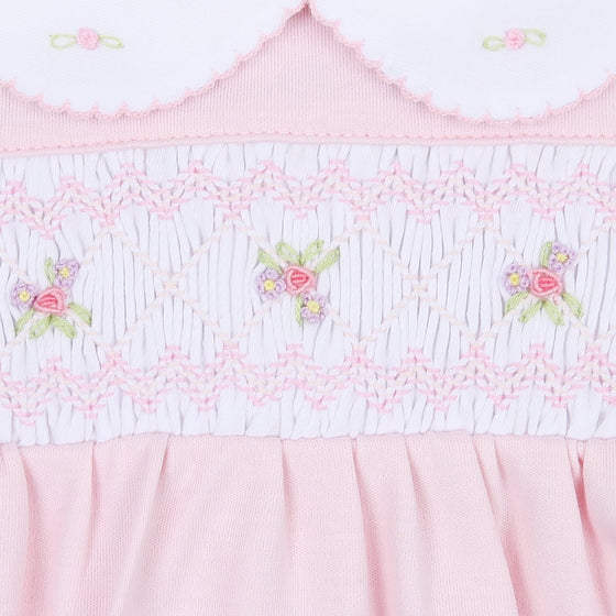 Freya and Finn Smocked Footie - Pink - Magnolia BabyFootie