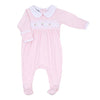 Freya and Finn Smocked Footie - Pink - Magnolia BabyFootie