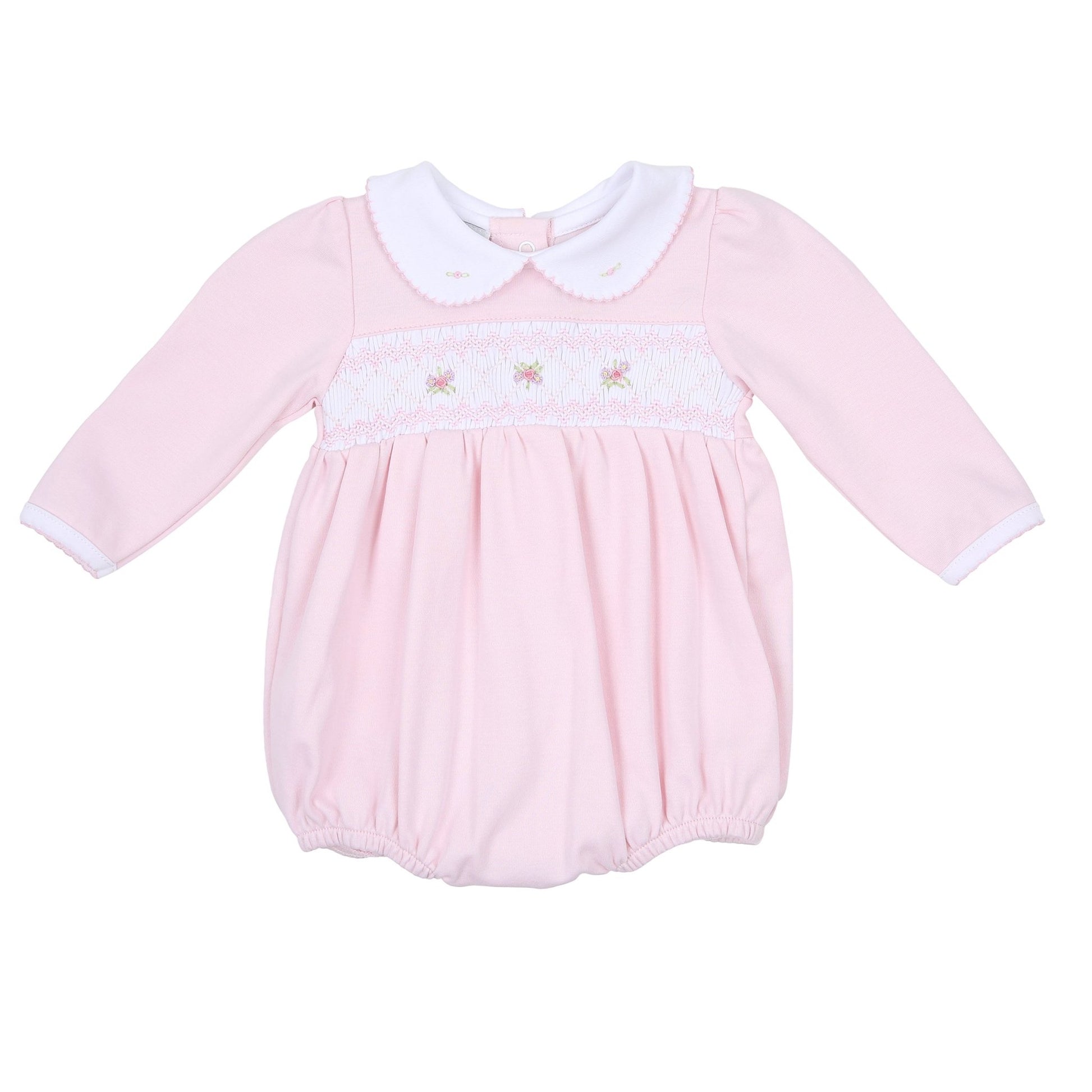 Freya and Finn Smocked Long Sleeve Bubble - Pink - Magnolia BabyBubble