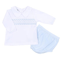  Freya and Finn Smocked Long Sleeve Diaper Cover Set - Blue - Magnolia BabyDiaper Cover