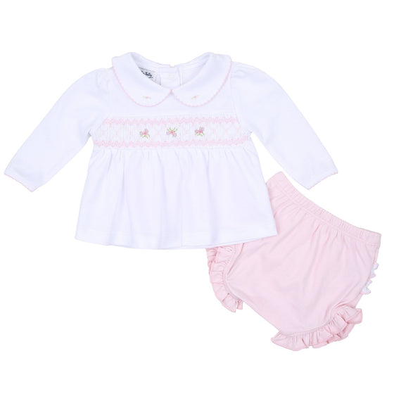 Freya and Finn Smocked Long Sleeve Diaper Cover Set - Pink - Magnolia BabyDiaper Cover