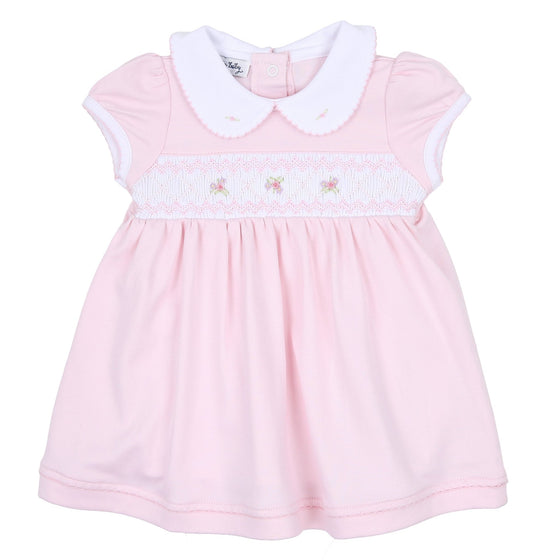 Freya and Finn Smocked Short Sleeve Dress - Pink - Magnolia BabyDress