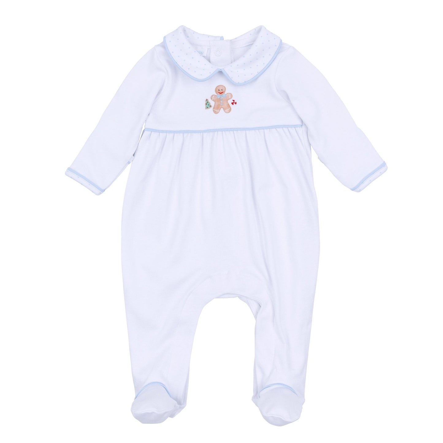 Frosted Wonderland Collared Footie - Light Blue - Magnolia BabyFootie