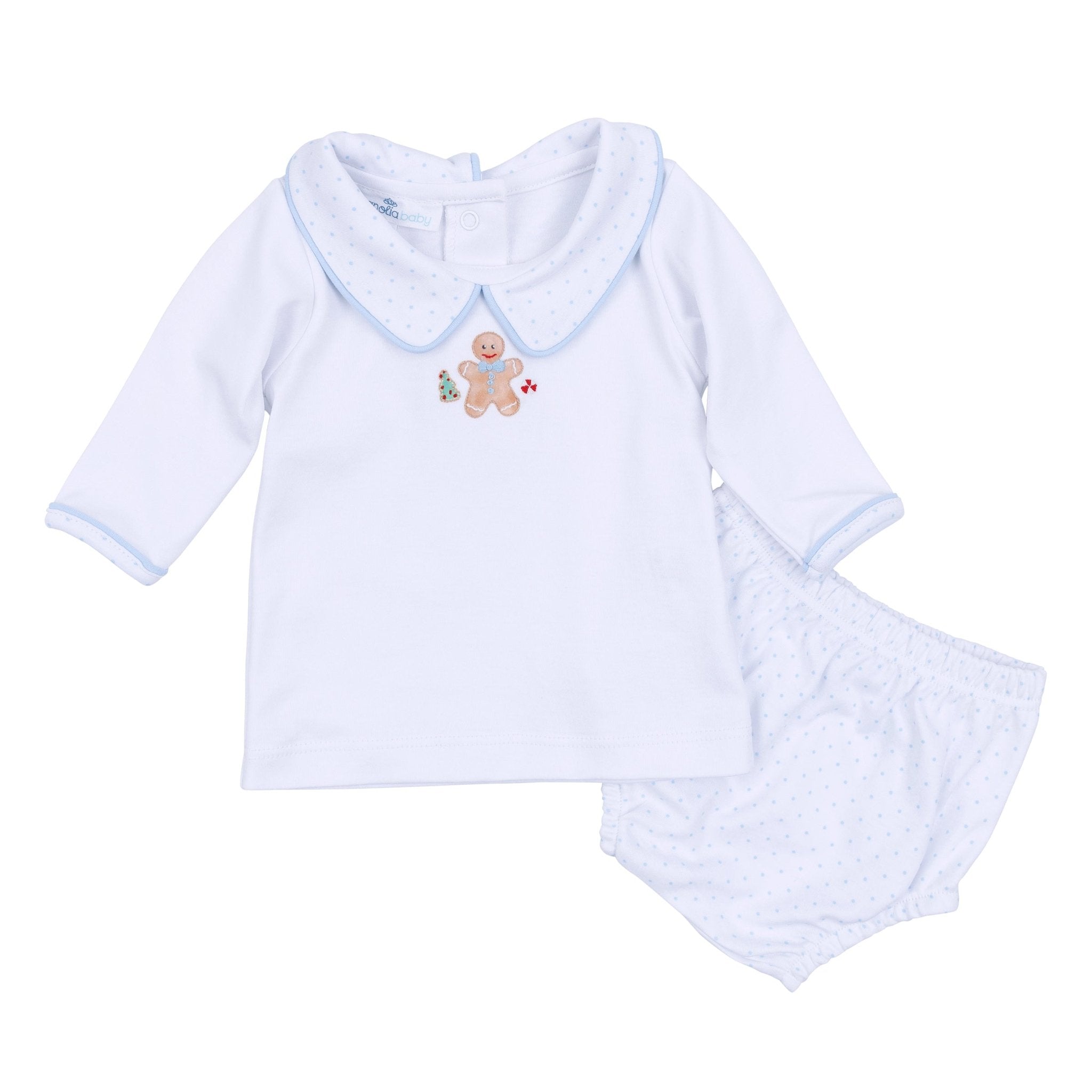 Frosted Wonderland Collared Long Sleeve Diaper Cover Set - Light Blue - Magnolia BabyDiaper Cover